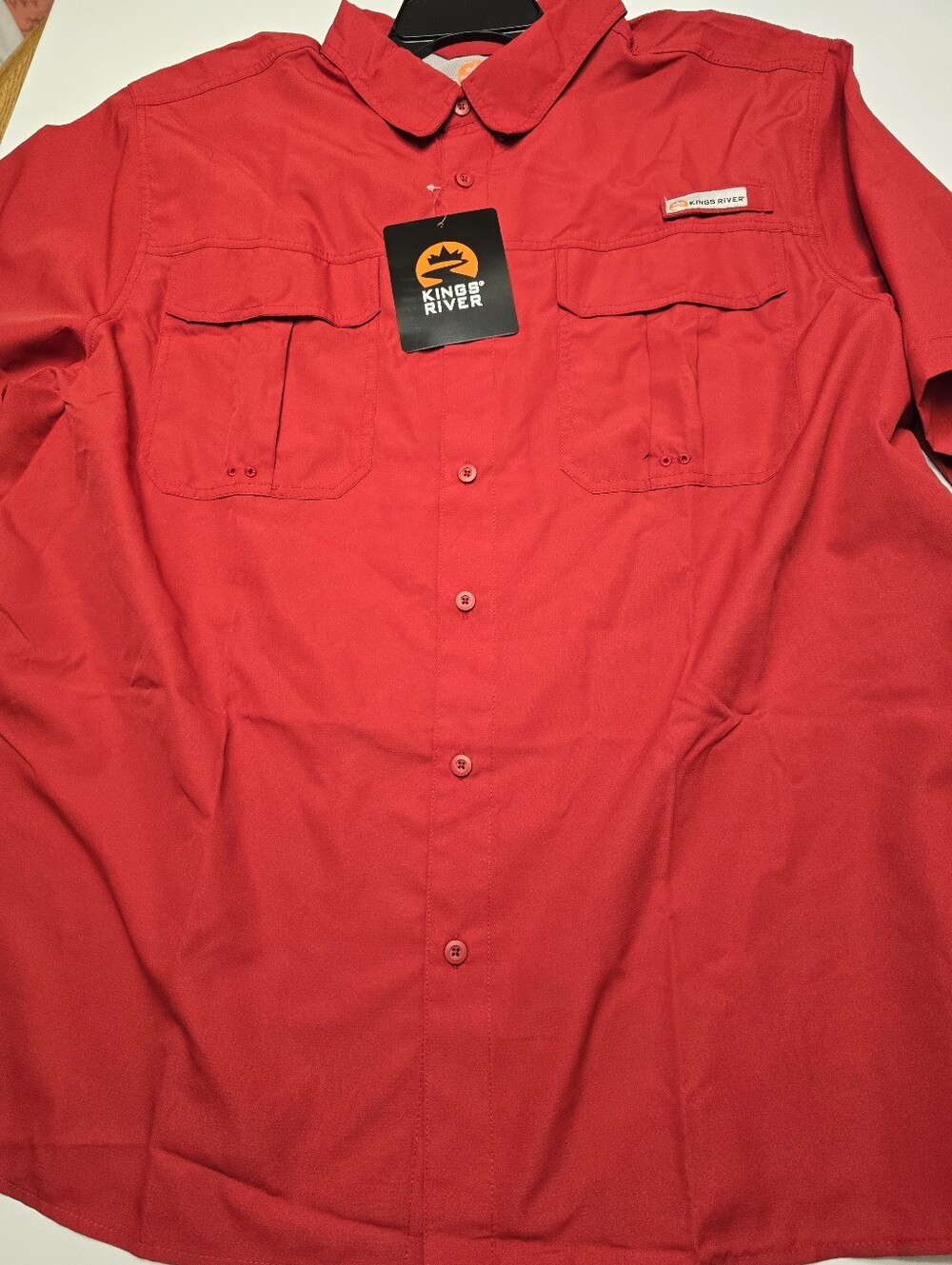Men’s Short-Sleeve Red Fishing Shirt - Picture 2 of 4